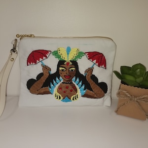 Monedero de bordado Samba Girl, Monedero de cambio, Bolsa de cosméticos, Costura a mano, Monedero