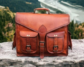 Personalized Leather Briefcase Laptop Messenger bag best computer satchel Handmade Bags for men and women