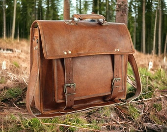 Personalized The Vintage Stuff Leather Handmade Messenger Bag for Men Laptop Briefcase Best Men's Office Computer Satchel Bag