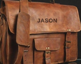 Leather Messenger Bag for Men – Full Grain Goat Leather Satchel with Brass Fittings & YKK Zippers | Cross body Laptop Bag