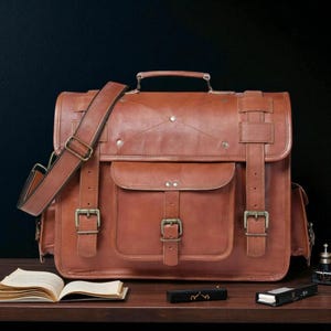 Borsa a tracolla per laptop in pelle pieno fiore fatta a mano, borsa a tracolla vintage, regalo personalizzato