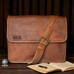 Leather Messenger bag men women, Leather crossbody shoulder bag, Vintage style Handmade Leather Briefcase Bag