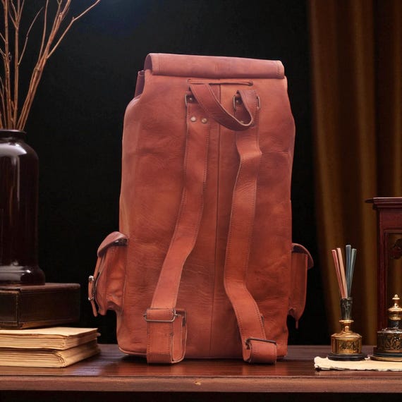 Handmade Full-grain Goat Leather Travel Backpack Rustic