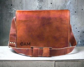 Bolso mensajero de cuero personalizado hombres mujeres, bolso bandolera de cuero, bolso maletín de cuero hecho a mano estilo vintage