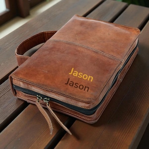 Custom Leather Bible Cover – Personalized Full-Grain Leather Case – Engraved Name or Bible Verse – Handmade Christian Gift for Men & Women