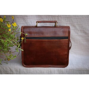 Personalized Vintage Leather Messenger Bag Ghent, Briefcase for Men and Women Brown, Personalised Groomsmen Gifts image 5