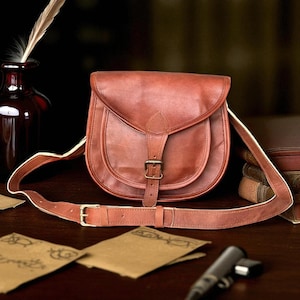 Borsa a tracolla in pelle vintage fatta a mano - Borsa a tracolla messenger per uomo e donna / Diverse misure