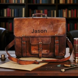 Personalizad Leather Messenger Bag men Leather Cross body Laptop Briefcase Best Computer Satchel Distressed Bag Christmas Gift men women