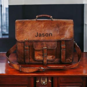 Personalizad Sac messager en cuir pour homme Sac à bandoulière en cuir pour ordinateur portable Meilleur sac cartable pour ordinateur cadeau de Noël homme femme