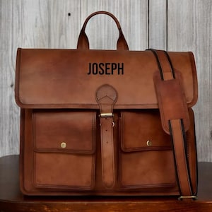 Porte-documents personnalisé en cuir pour ordinateur portable pour ordinateur portable, sac de projet bandoulière monogramme pour ordinateur, cadeaux personnalisés pour garçons d'honneur