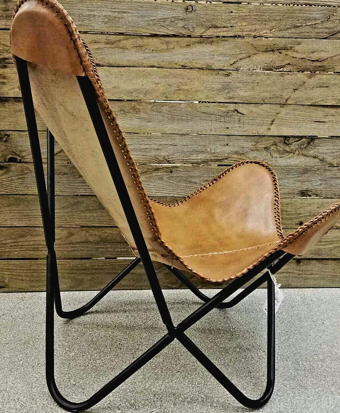 Retro Handmade Leather Butterfly Chair Folding Chair Gift Etsy