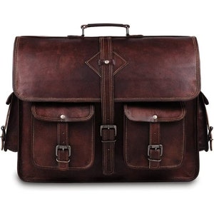 Personalized Vintage Handmade Leather Travel Messenger Office Cross body Bag Laptop Briefcase Computer College Satchel Bag For Men And Women