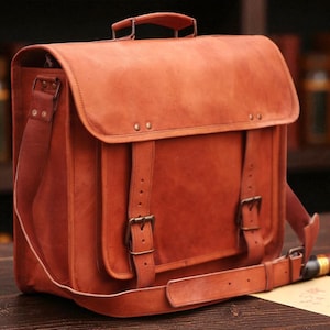 Handmade Full-Grain Goat Leather Messenger Bag – Briefcase, Travel & Laptop Satchel by BROKEN ARTISAN