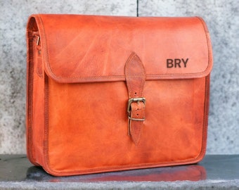 Personalized Men leather Bag Personalized Messenger Leather bag, laptop messenger bag, Distress Satchel Bag
