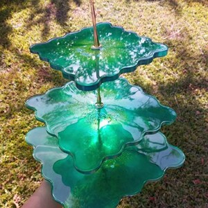 3 Tier Emerald Green Treats Cake Desserts Stand With Gold | Etsy