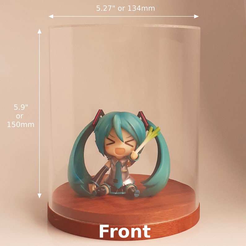 Prototype Handmade Clear Acrylic Display Case with Mahogany Wooden Base for Small Anime Figurines image 2