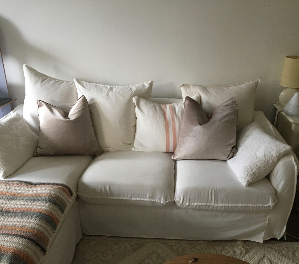 Laura Ashley Silver velvet feather cushions x2 50x50cm Etsy
