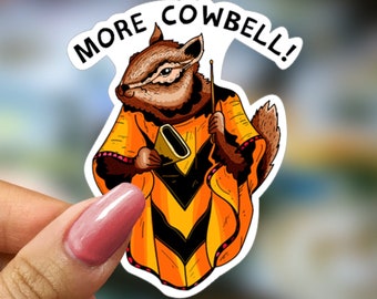 Squirrel Sticker, More Cow Bell, Cute Animal Stickers, Gift for Music Fans