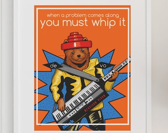 Music Animal Printable, Weasel on Keytar, Colorful Wall Art