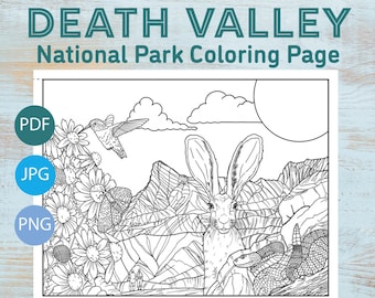 Death Valley National Park Coloring Page, Printable Coloring Pages, Instant Download