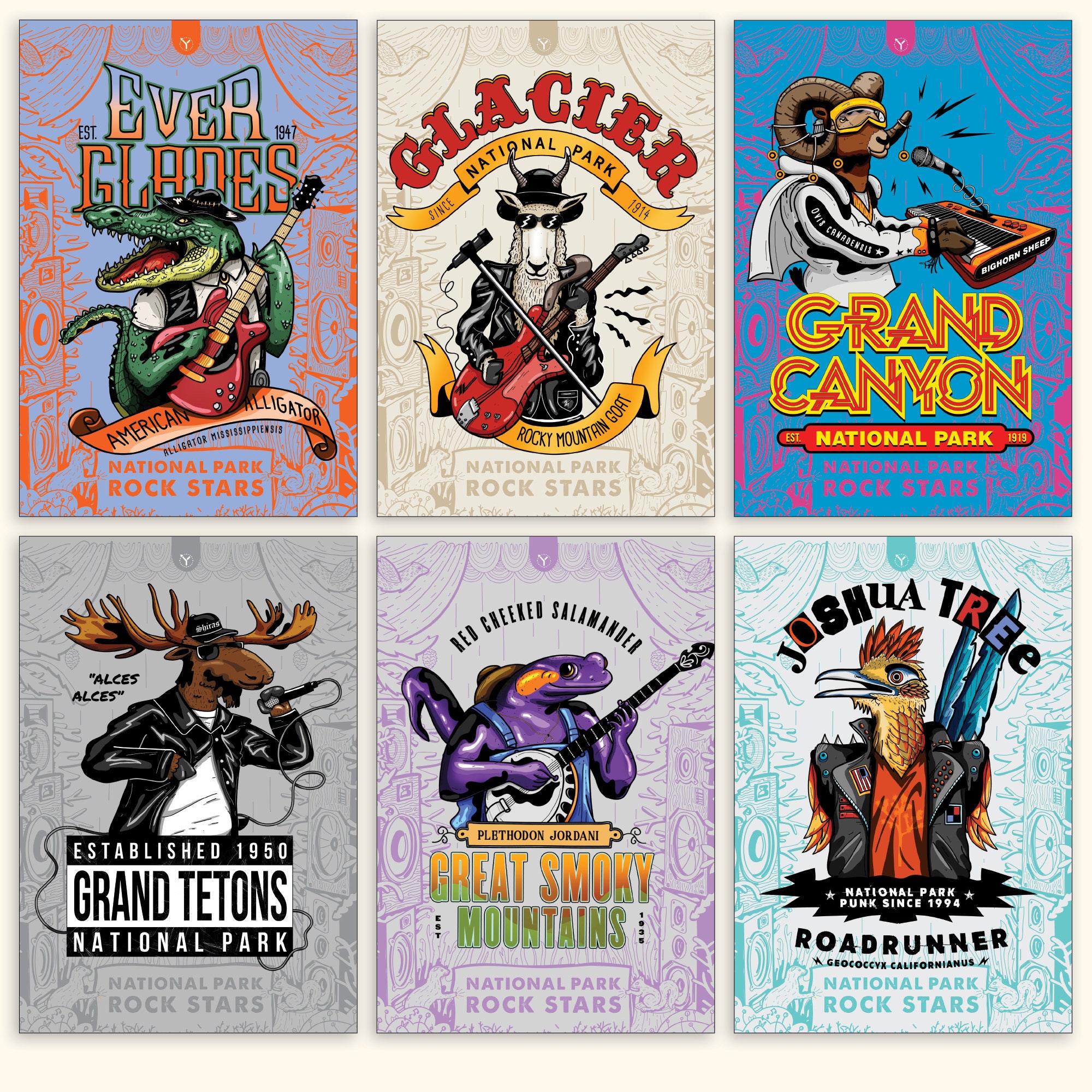 Rockstar Animals Postcards National Park Prints Travel Postcard USA