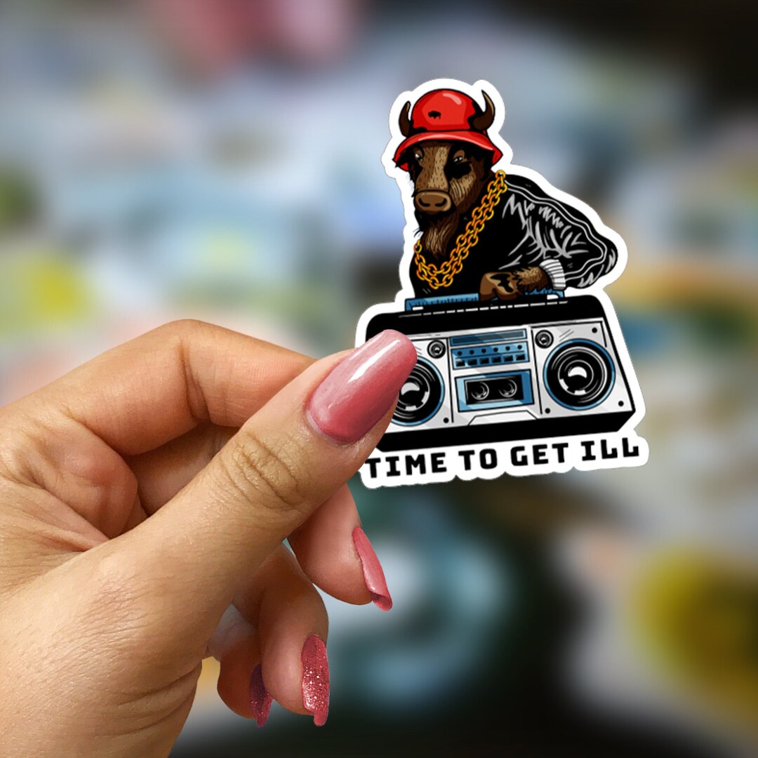 Funny Rapper Sticker Hip Hop Sticker | Fun Animal Sticker | Bison Art | Rap Music | Music ...