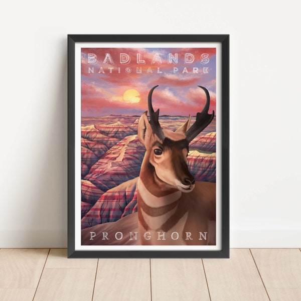 Pronghorn Antelope, Badlands National Park, Animal Art, Kids Room Wall Art