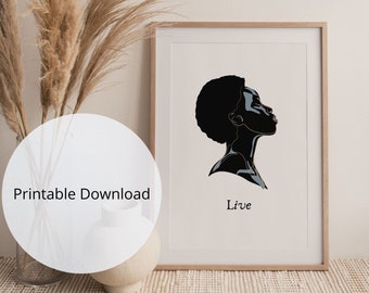 Set of 3 prints Black abstract women/black woman wall art/INSTANT DOWNLOAD