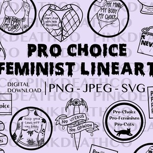 Pastel Goth Pro-Choice Feminist Digital LineArt Bundle - 23 Svg, PNG, JPG Files - 69 Total: Feminism, LGBTQIA+, Women's Rights, Roe v. Wade