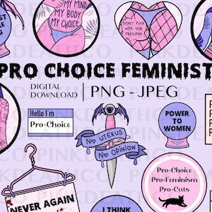 Pastel Goth Pro-Choice Feministische Digitale ClipArt Bundle - 31 PNG & JPG Dateien - 62 Insgesamt: Feminismus, LGBTQIA+, Frauenrechte, Roe v. Wade