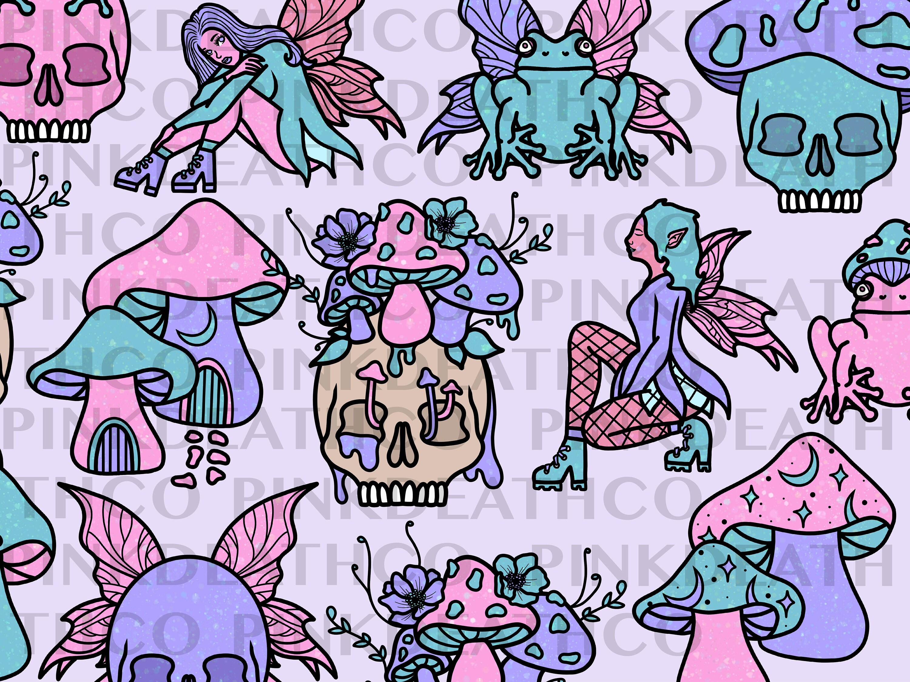 Pastel Goth Cottagecore Clipart Bundle Handdrawn 42 PNG & Etsy Canada