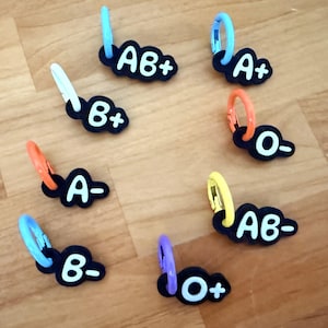 Personalized Name Keychain with Blood Type - Custom 3D Printed Gift, For Kids, Students, Teachers, School Bags, Luggage, Blood Type KeyChain