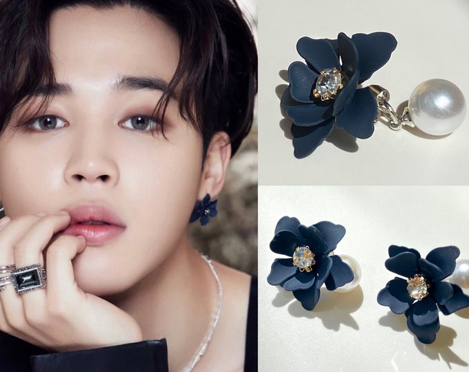 BTS Jimin Earrings, Jimin Flower Earrings, Kpop Dangle Earrings, Silver ...
