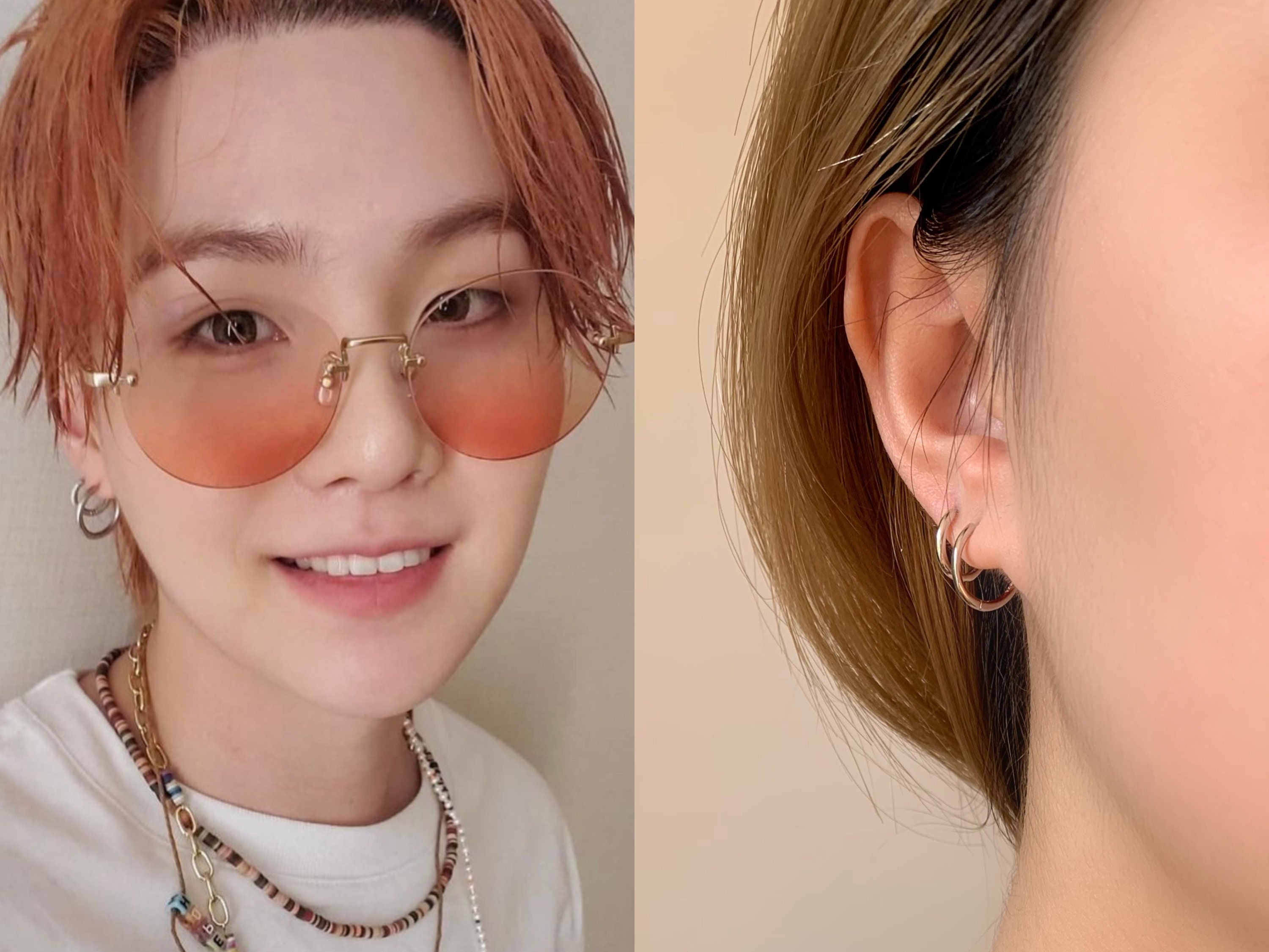 BTS Suga Earrings Kpop Simple Silver Hoop Earrings Yoongi