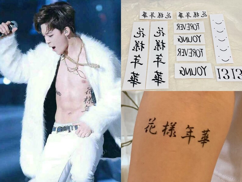 BTS Temporary Tattoos Set Jimin Forever Young Tattoo BTS Etsy