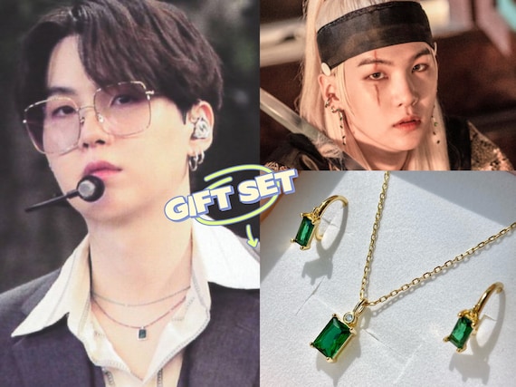 SUGA Earrings Augst D Tour Yoongi Gold Necklace Earring Set - Etsy