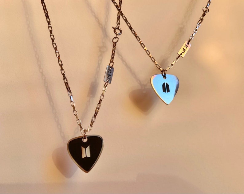 BTS Suga Necklace Suga Guitar Pick Pendant Necklace BTS Etsy