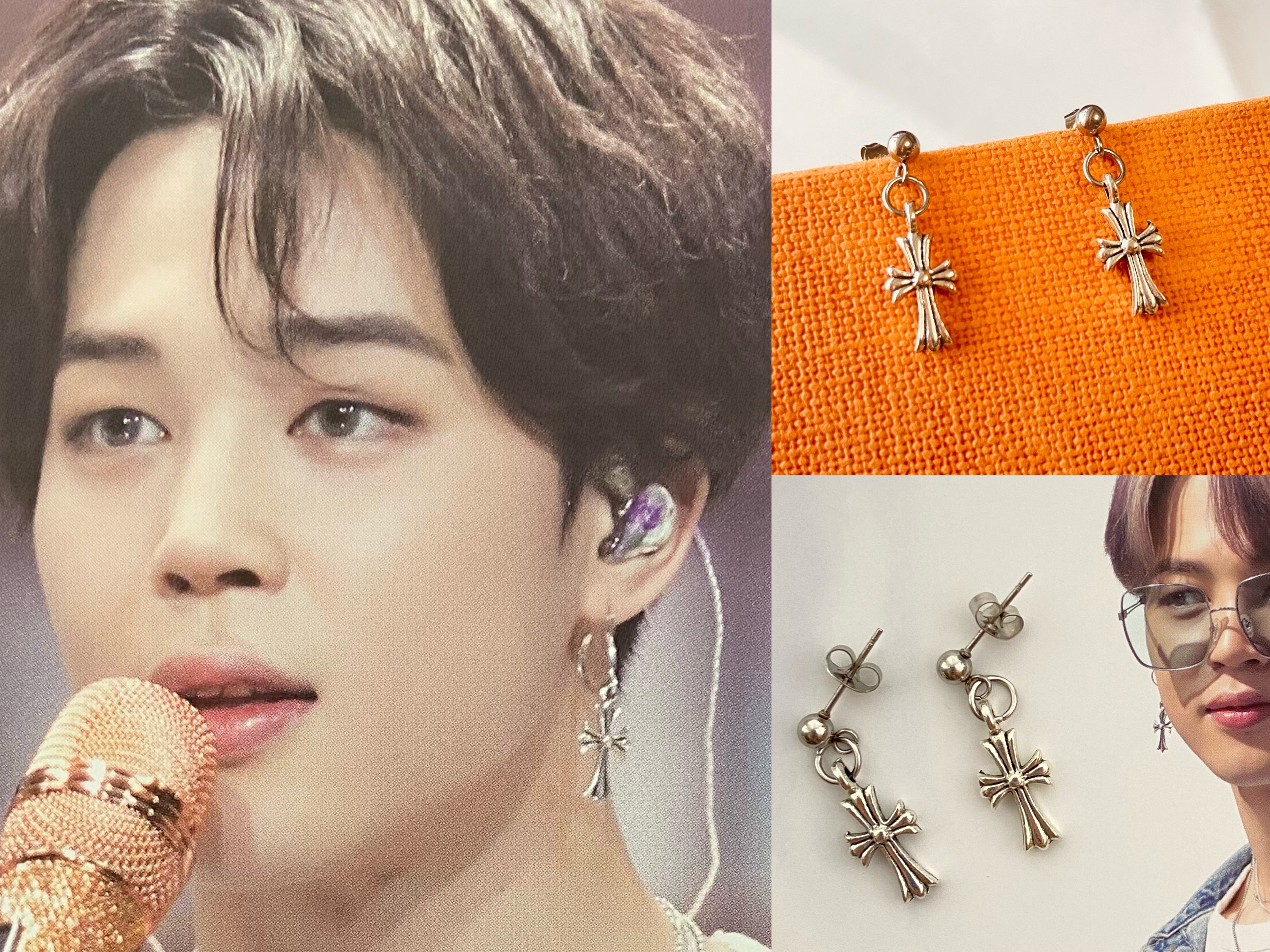 Jimin cross earrings cheap