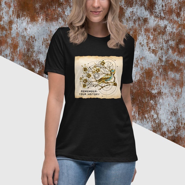 Steampunk science fiction history metal bird shirt