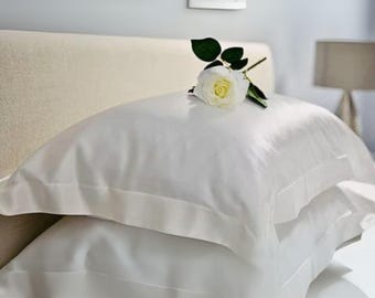 Two Ivory 25 Momme Mulberry Silk Oxford Pillowcase