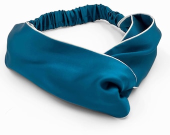 100% Mulberry Silk Headband - Gentle Hair Care - Teal, Ivory White, Dusty Pink Or Black
