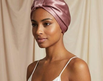 Mulberry Silk Bonnet for Sleeping | Double Lined 19 Momme Silk Turban / Wrap | Anti Frizz & Hair Protection