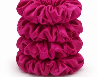 100% Mulberry Silk Scrunchies Set of 4 | 19 Momme Silk Hair Ties | Anti Crease & No Damage Hair Scrunchies | Luxury Set