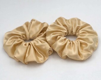 100% Mulberry Silk Oversized Scrunchie Set of Two - Gentle on Hair