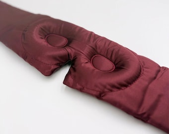 3D / Contoured Mulberry Silk Eye Mask - Padded, with an Adjustable Velcro Strap - 22 momme - Light Blocking, Lash Friendly