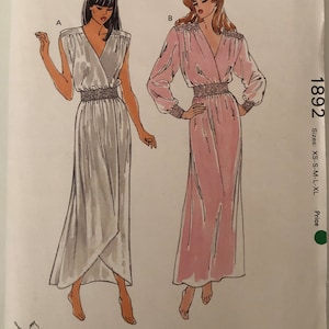 Cartamodello per camicia da notte vintage Kwik Sew 1892, taglia XS - XL
