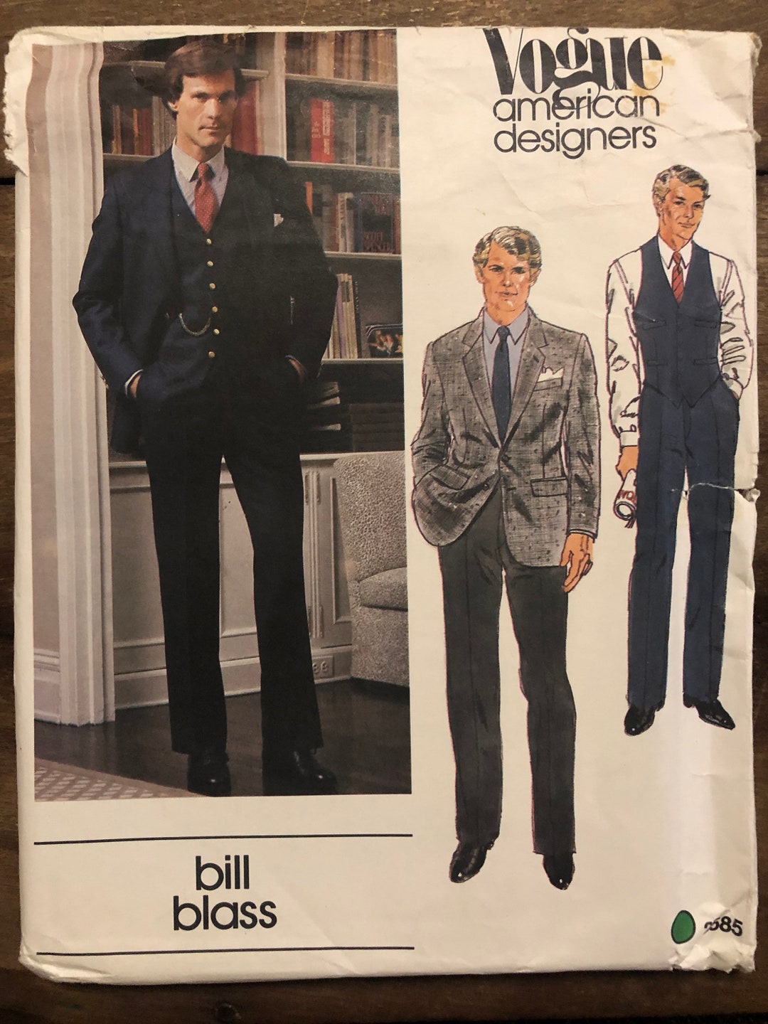 Vintage Mens Suit Sewing Pattern Bill Blass Vogue 2585 Size 38 Etsy