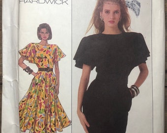 80’s Flutter Sleeve Belted Dress Sewing Pattern Simplicity 8055 Size 12