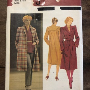 80’s Belted Coat Sewing Pattern Style 2879 Size 12