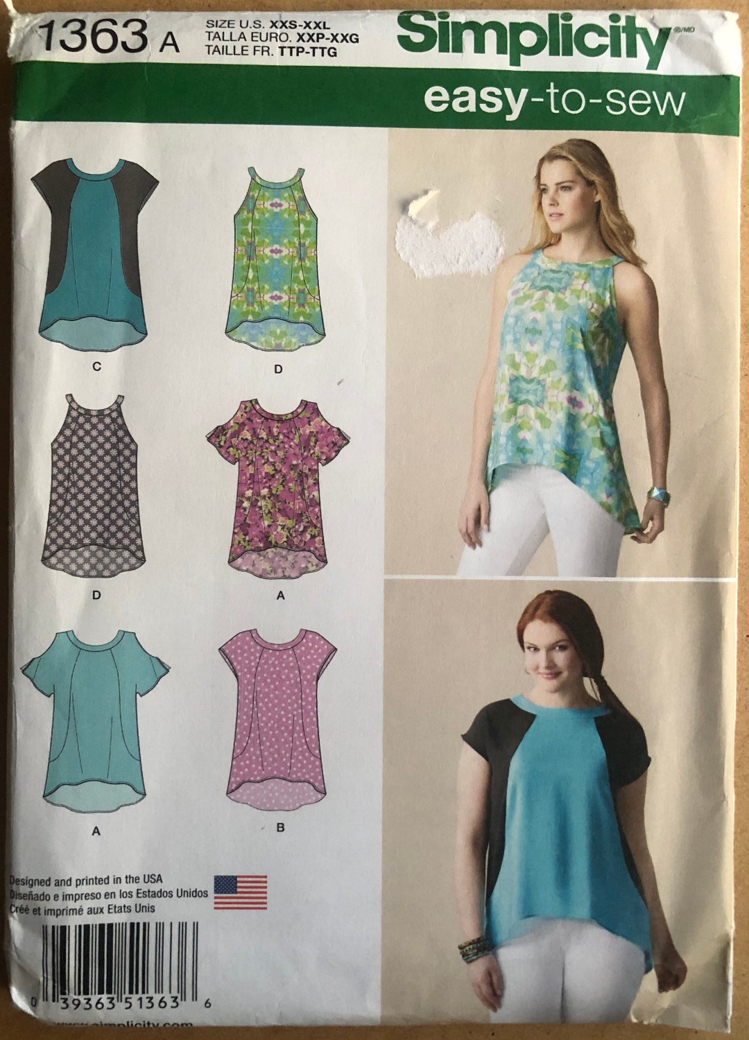 Swing Hem Tank Top Sewing Pattern Simplicity 1363 Size XXS XXL - Etsy